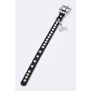 Ball Chain Crystal Dog Collar - Black